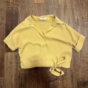 Babaton from Aritzia Golden Yellow Wrap Blouse Crop Top Size Small